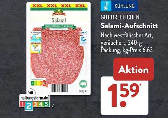 GUT DREI EICHEN Salami-Aufschnitt, 240-g-Packung