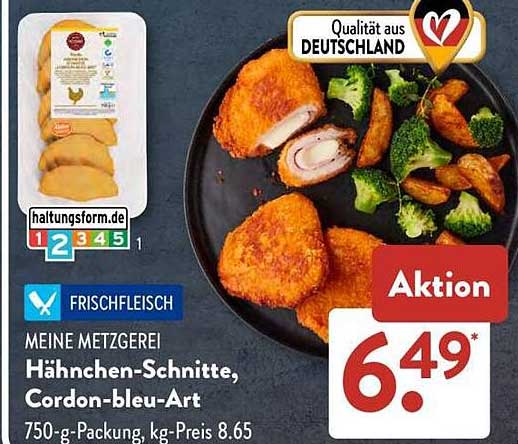 Hähnchen-Schnitte, Cordon-bleu-Art, 750-g-Packung