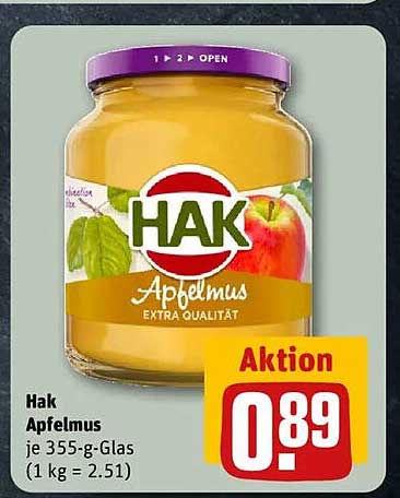 HAK Apfelmus 355 g Glas - Aktion
