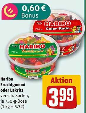 Haribo Fruchtgummi oder Lakritz - verschiedene Sorten