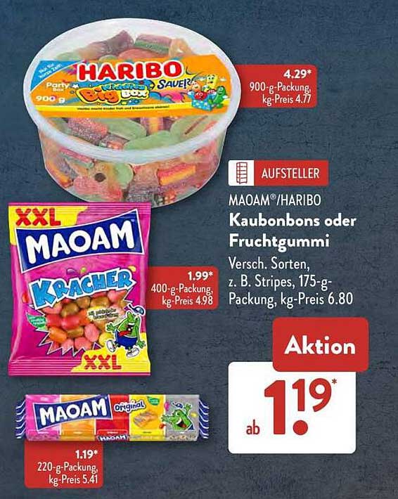 HARIBO Fruchtgummi und MAOAM Kaubonbons – Süßigkeiten in bester Qualität