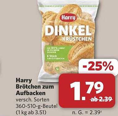Harry Brötchen zum Aufbacken, verschiedene Sorten