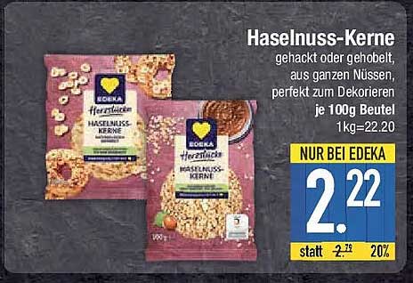 Haselnuss-Kerne gehackt oder gehobelt, aus ganzen Nüssen, perfekt zum Dekorieren