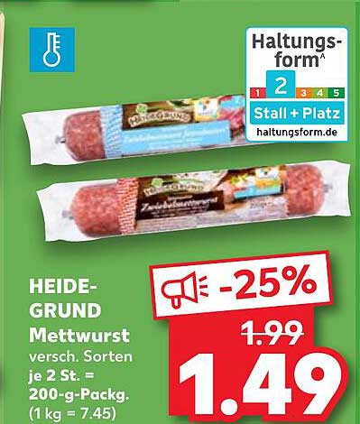 HEIDE-GRUND Mettwurst, verschiedene Sorten, 2 St. = 200-g-Pack.