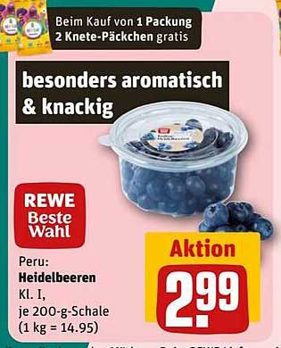 Heidelbeeren Kl. I, je 200-g-Schale für nur 2,99 €