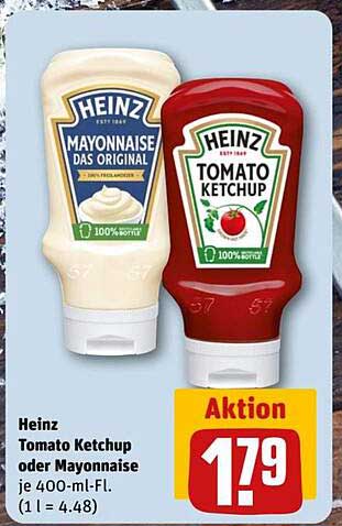 Heinz Tomatensauce oder Mayonnaise 400 ml, jetzt für 1,79 €