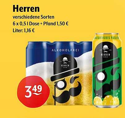 Herren - Alkoholfreie Getränke in verschiedenen Sorten (6 x 0,5 l Dose)
