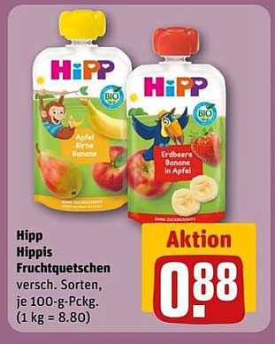 Hipp Hippis Fruchtquetschen, verschiedene Sorten, je 100-g-Pckg.