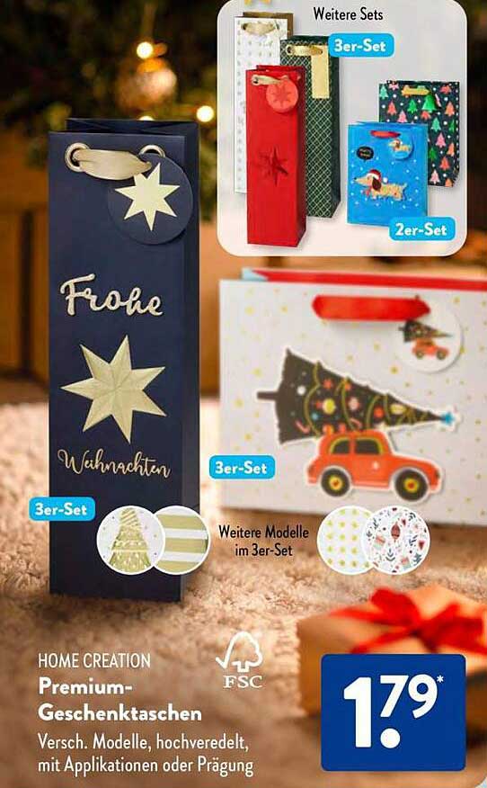 Home Creation Premium-Geschenktaschen 3er-Set