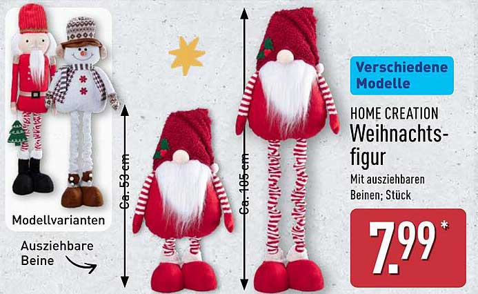 HOME CREATION Weihnachtsfigur mit ausziehbaren Beinen