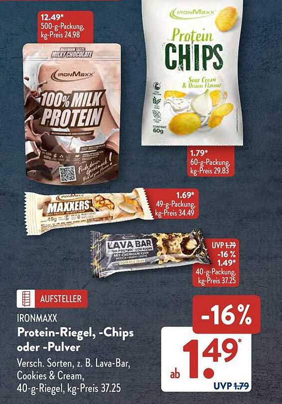 IRONMAXX Protein-Riegel, -Chips oder -Pulver