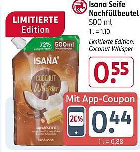 Isana Seife Nachfüllbeutel 500 ml - Limited Edition: Coconut Whisper