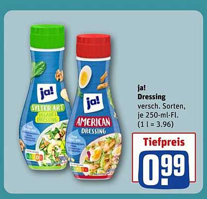 ja! Dressing verschied. Sorten, je 250-ml-Fl.