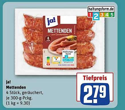 ja! Mettenden – 4 Stück, geräuchert, je 300-g-Packung
