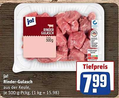 ja! Rinder-Gulasch 500g aus der Keule