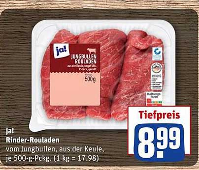 ja! Rinder-Rouladen vom Jungbullen, aus der Keule, 500-g-Pkg.