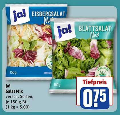 ja! Salat Mix 150 g für nur 0,75 €