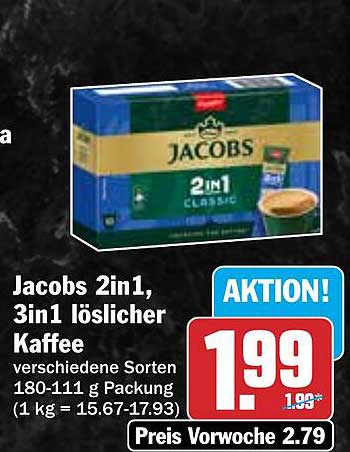 Jacobs 2in1, 3in1 löslicher Kaffee 180-111 g