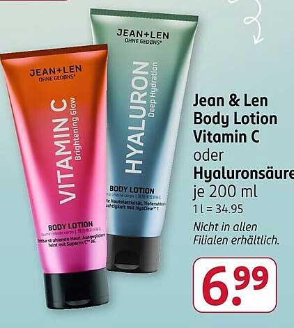 Jean & Len Body Lotion Vitamin C oder Hyaluronsäure je 200 ml