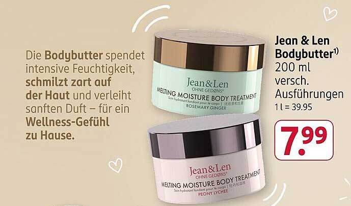 Jean & Len Melting Moisture Bodybutter 200 ml - verschiedene Ausführungen