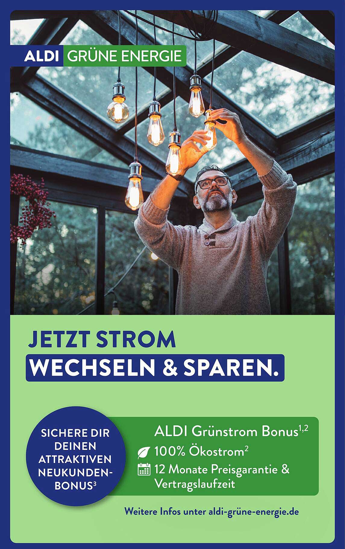 Jetzt Strom wechseln & sparen mit ALDI Grünstrom