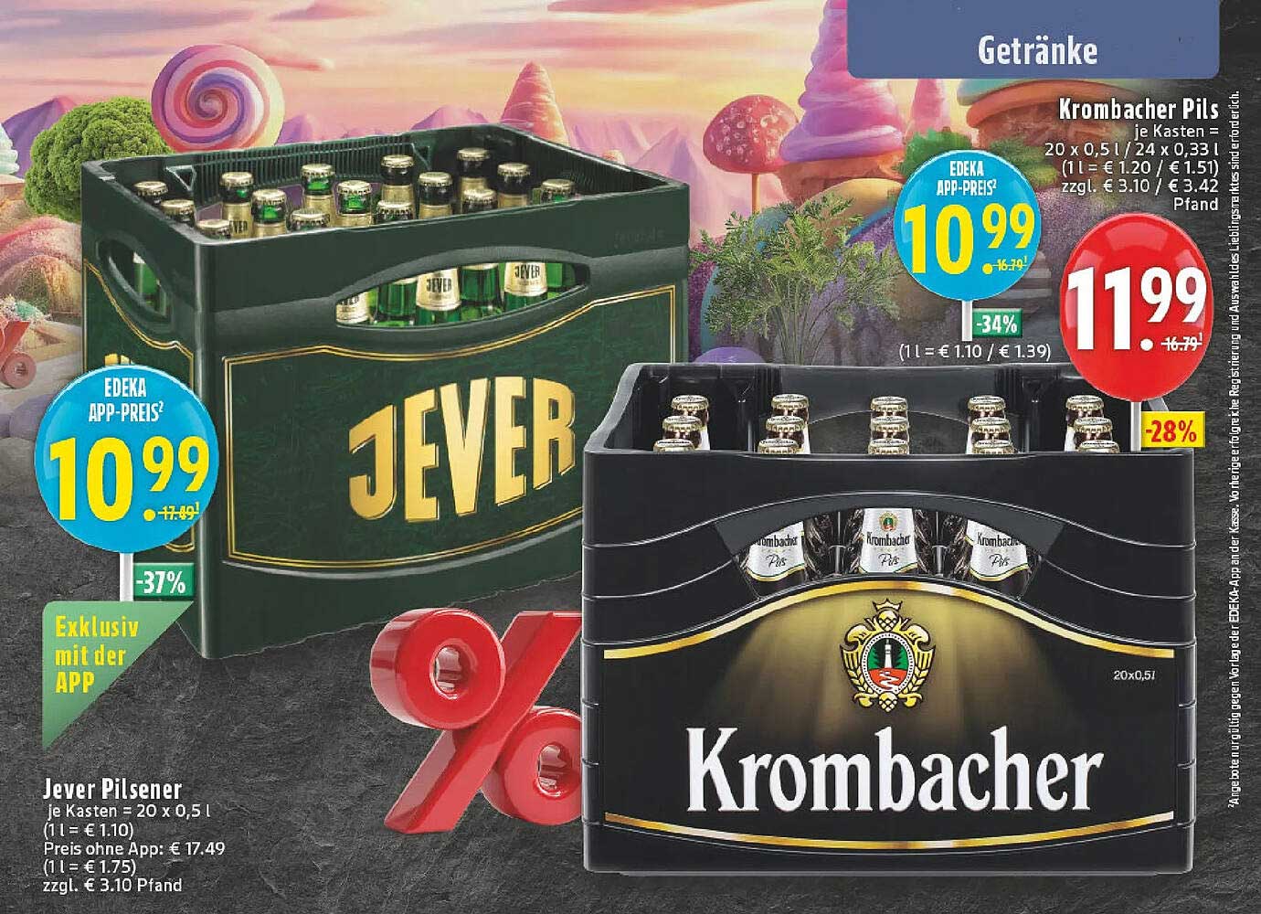 Jever Pilsener und Krombacher Pils im Angebot