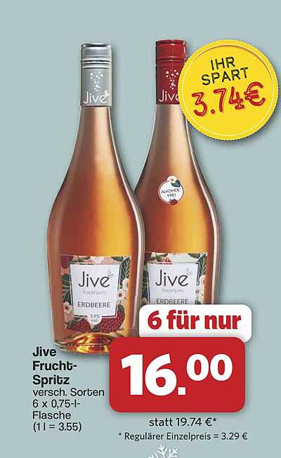 Jive Frucht-Spritz 6 x 0,75l Flasche - Erdbeere