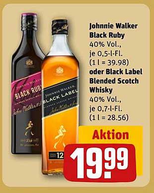 Johnnie Walker Black Ruby oder Black Label Blended Scotch Whisky zum Aktionspreis