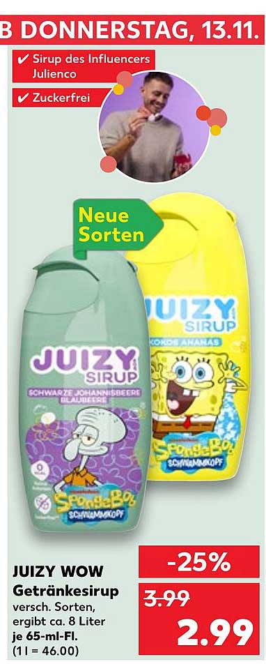 JUICY WOW Getränkesirup - 25% Rabatt!