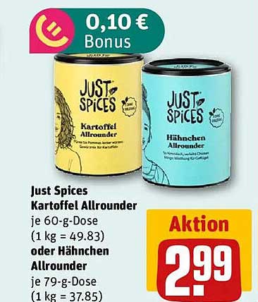 Just Spices Kartoffel Allrounder oder Hähnchen Allrounder für nur 2,99 €