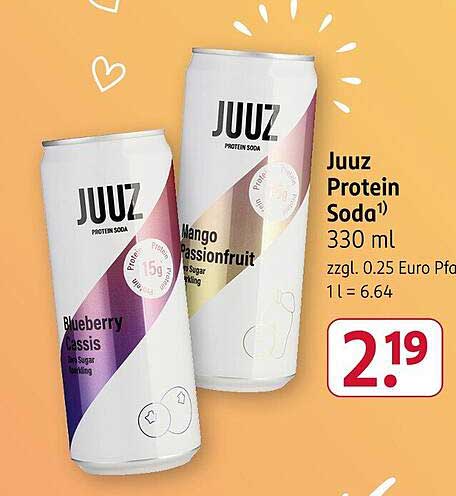 Juuz Protein Soda 330 ml - Blueberry Cassis & Mango Passionfruit