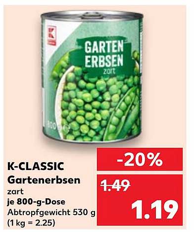 K-CLASSIC Gartenernbsen zart - 800-g-Dose