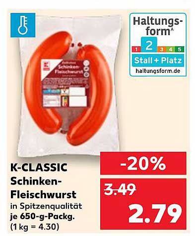 K-CLASSIC Schinken-Fleischwurst in Spitzenqualität
