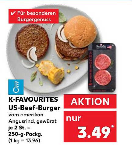 K-Favourites US-Beef-Burger - für besonderen Burgergenuss