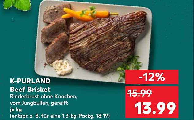 K-PURLAND Beef Brisket - Rinderbrust ohne Knochen vom Jungbullen, gereift