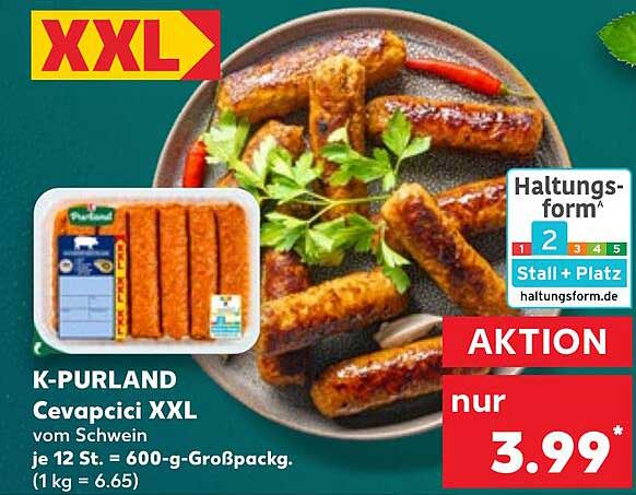 K-PURLAND Cevapcici XXL vom Schwein - 600 g Großpackung