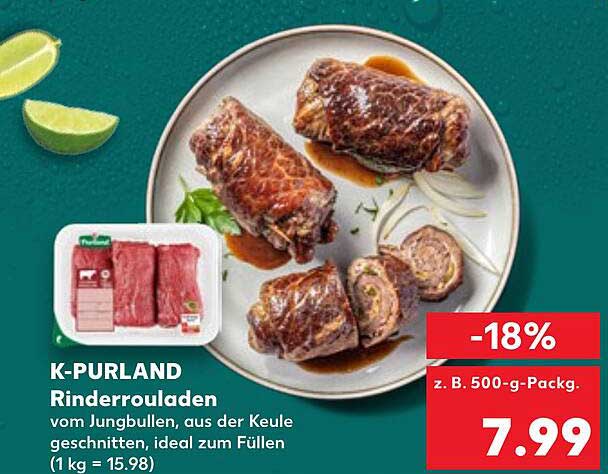 K-PURLAND Rinderrouladen vom Jungbullen - Ideal zum Füllen
