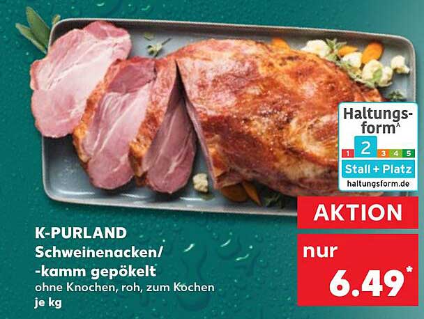 K-PURLAND Schweinenacken/-kamm gepökelt ohne Knochen, roh, zum Kochen je kg