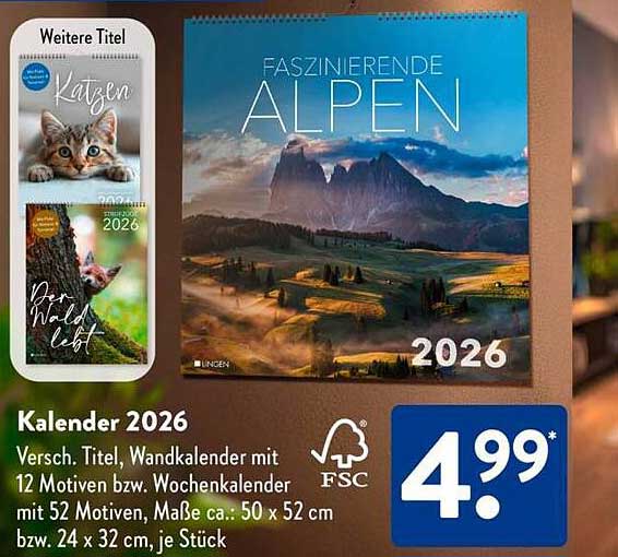 Kalender 2026 - Faszinierende Alpen