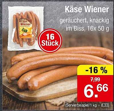 Käse Wiener, geräuchert und knackig