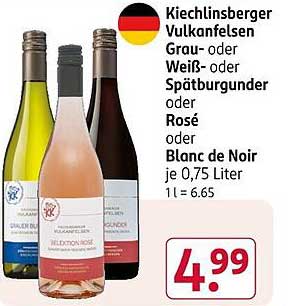 Kiechlinsberger Vulkanfelsen Grau- oder Weiß- oder Spätburgunder oder Rosé oder Blanc de Noir je 0,75 Liter
