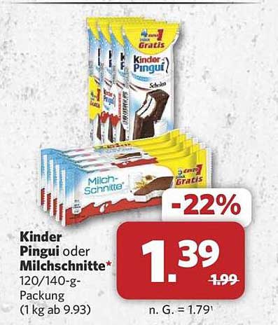 Kinder Pingui oder Milchschnitte - 120/140-g-Packung