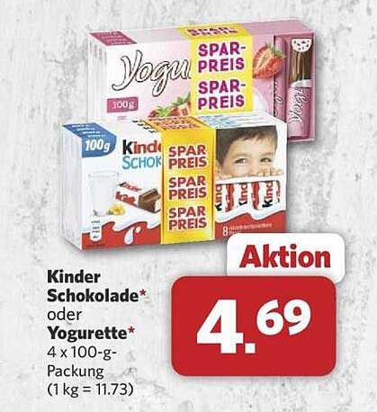 Kinder Schokolade* oder Yogurette* 4 x 100-g-Packung