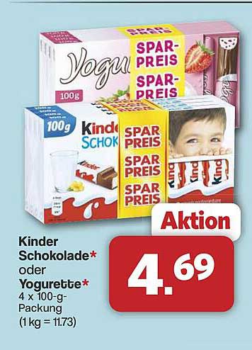 Kinder Schokolade oder Yogurette – 4 x 100-g-Packung