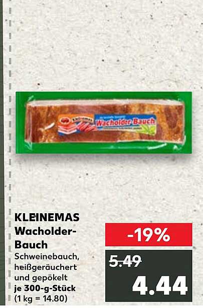 KLEINEMAS Wacholder-Bauch - Schweinebauch, heißgeräuchert und gepökelt je 300-g-Stück