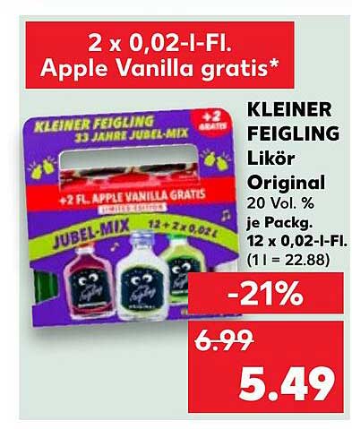 KLEINER FEIGLING Likör Original - Jubel-Mix mit gratis Apple Vanilla