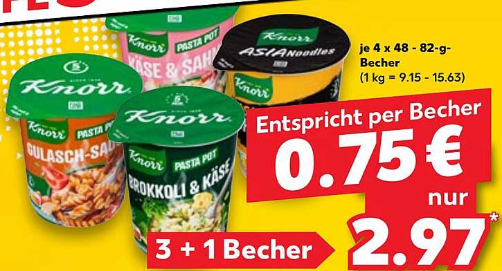 Knorr Pasta Pot 4 x 82g Becher im Angebot