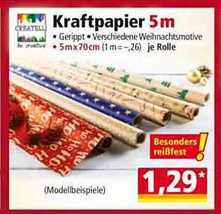 Kraftpapier 5m – Gerippt mit verschiedenen Weihnachtsmotiven