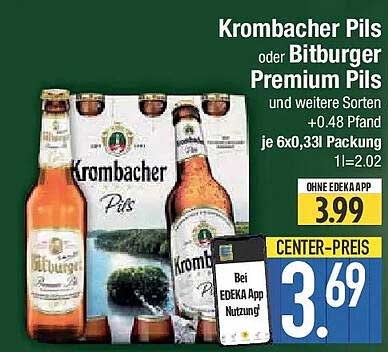 Krombacher Pils oder Bitburger Premium Pils – 6er-Packung