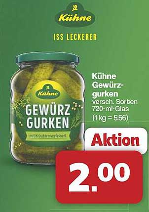 Kühne Gewürzgurken 720-ml-Glas für nur 2,00 €
